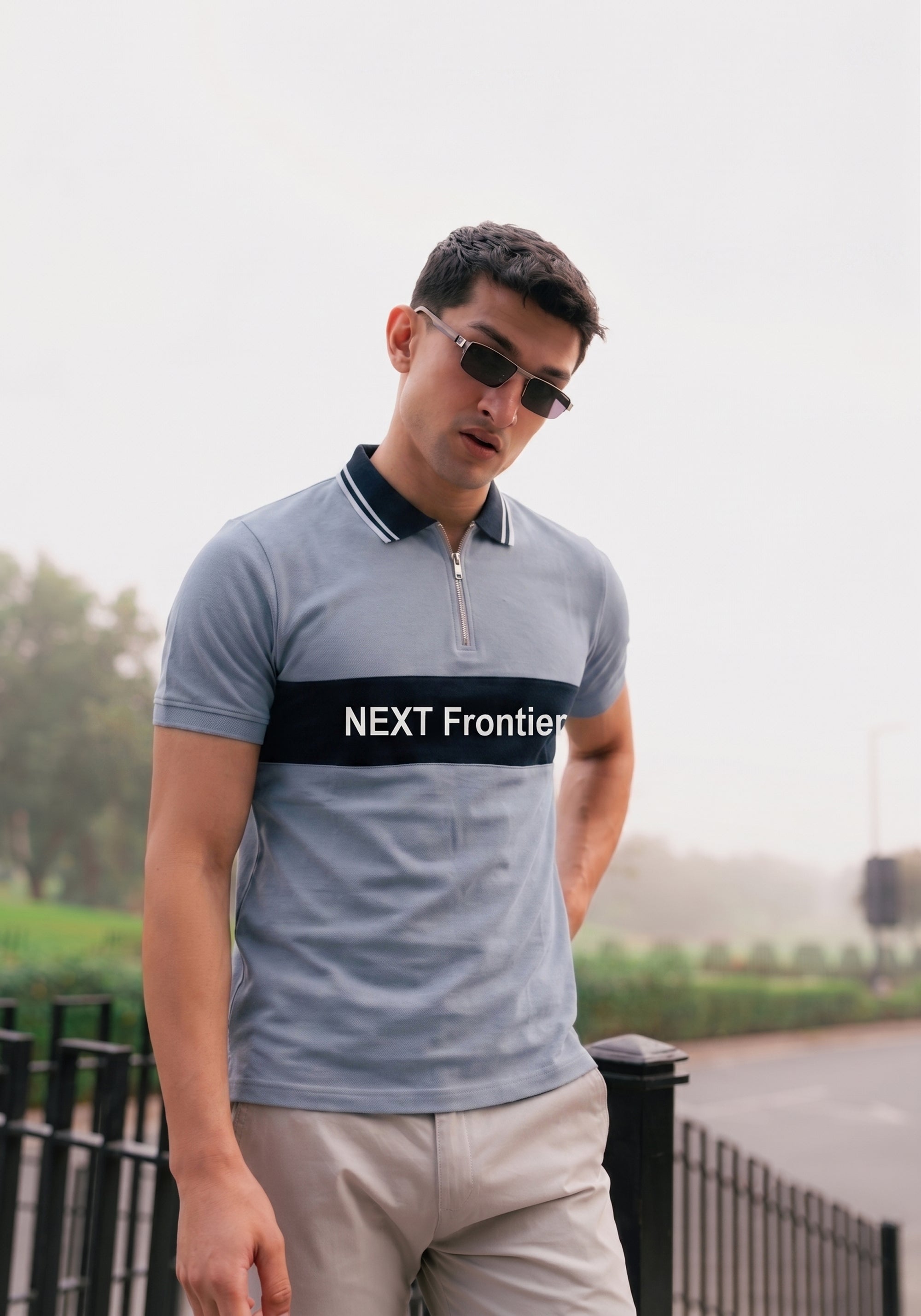 Teal Colorblock Polo