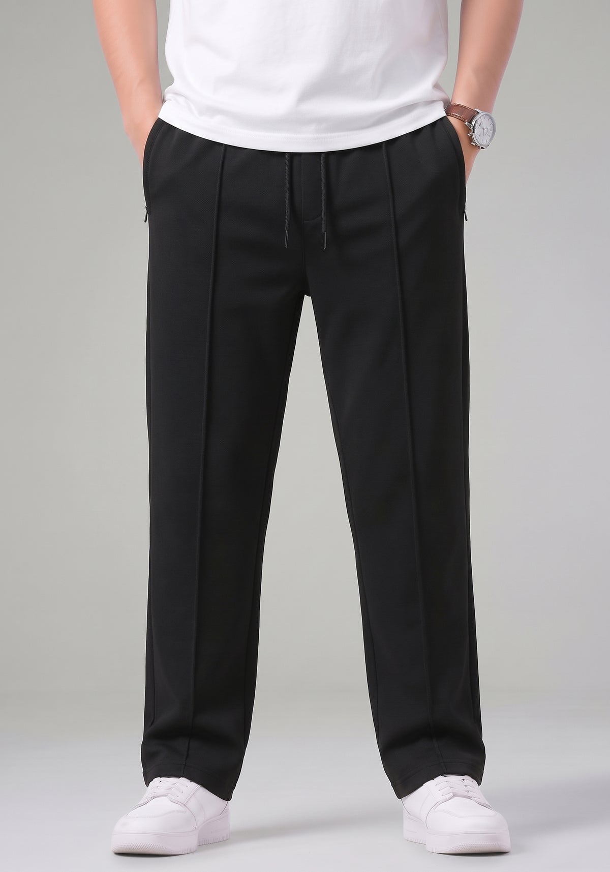 Men’s Black Pleated Track Pants