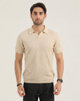 Cream Texture Knit Polo