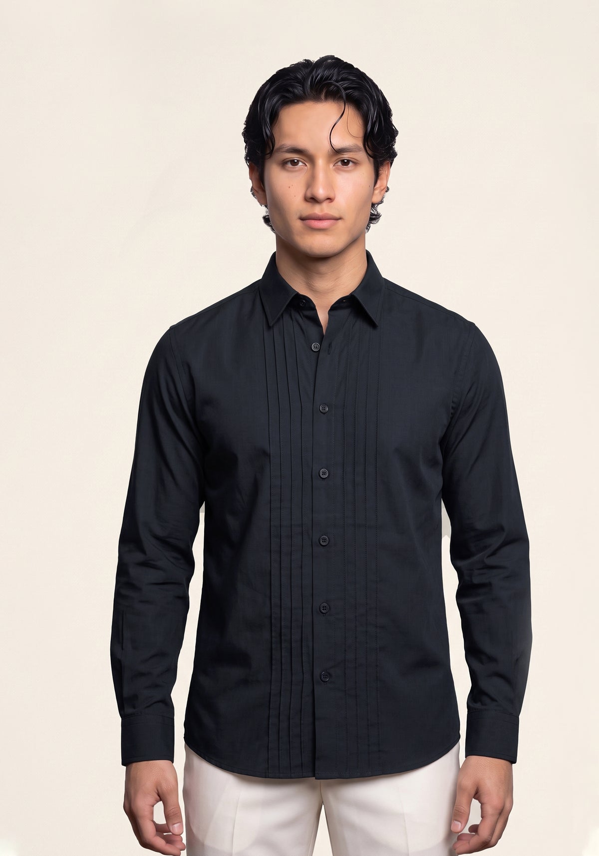 Men’s Charcoal Pleated Tuxedo Shacket