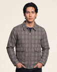 Men's Brown Plaid Zip Harrington Jacket