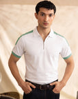 White Zip-Up polo Short