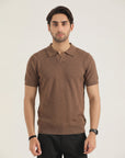 Brown Texture Knit Polo