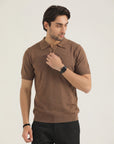 Brown Texture Knit Polo