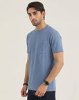 Slate Blue Textured Crew Neck