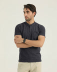 Charcoal Button-Placket T-Shirt