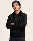 Men's Black Fur Collar Zip Jacket