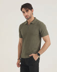 Olive Zip Polo