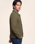 Men's Olive Green Waffle Knit Shirt Jacket