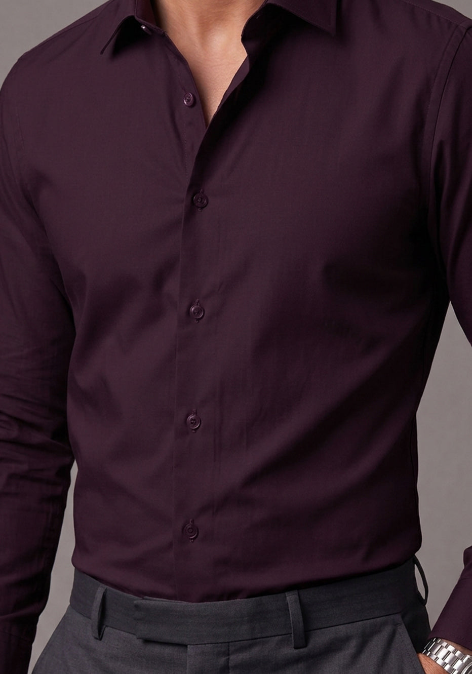 Men's Maroon Smart Fit Dress Shirt