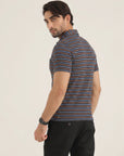 Navy Striped Pocket Polo