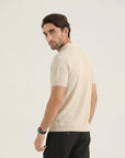 Cream Texture Knit Polo