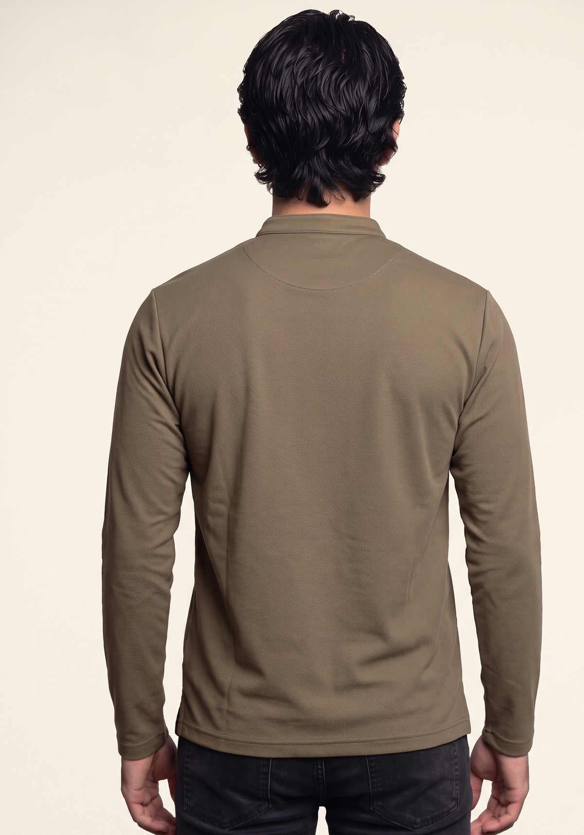 Men's Dark Brown  Long Sleeve Henley Shirt