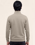Men's Classic Beige Half-Zip Mock Neck Sweater