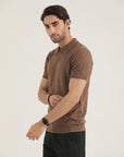 Brown Texture Knit Polo