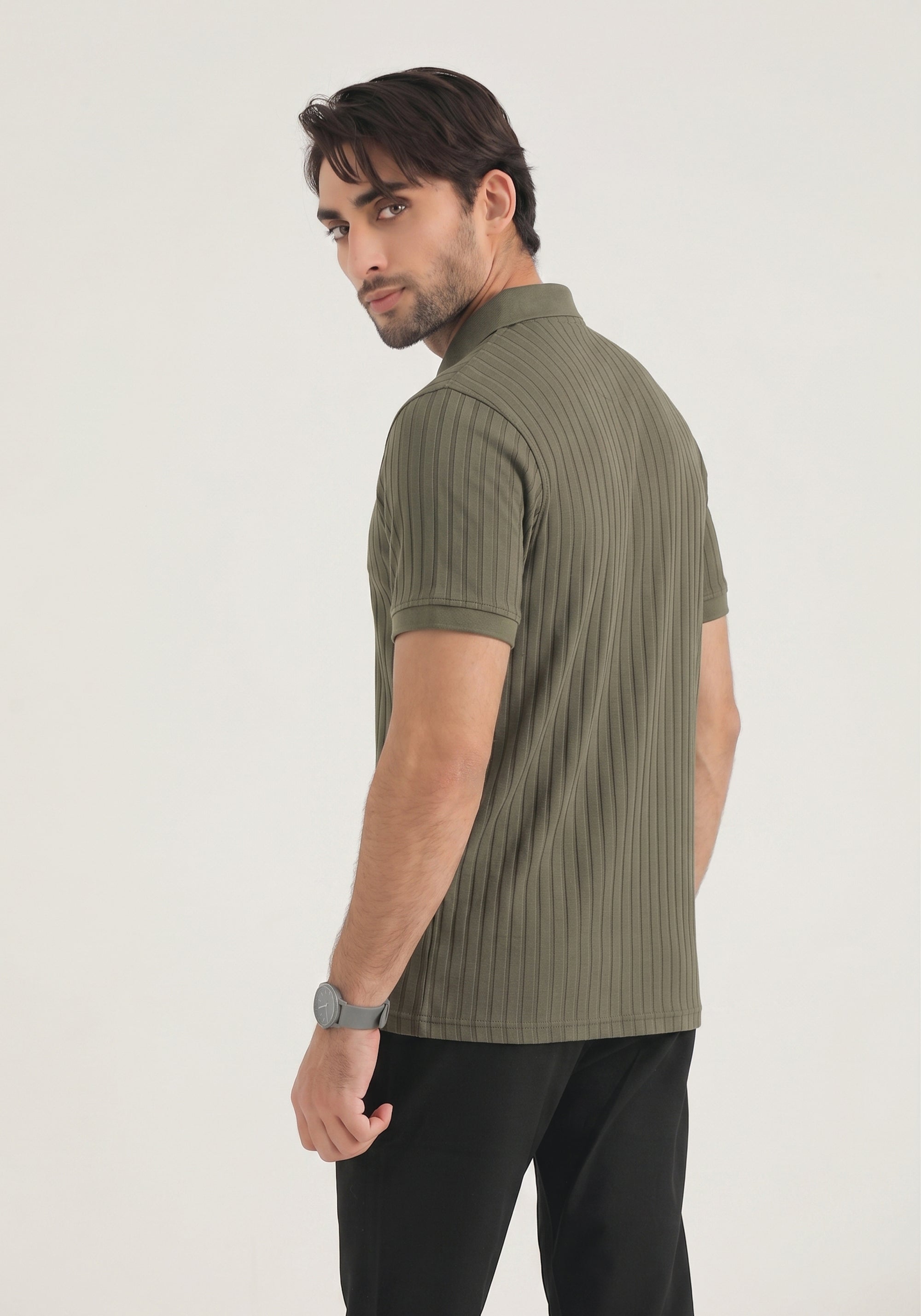 Olive Zip Polo