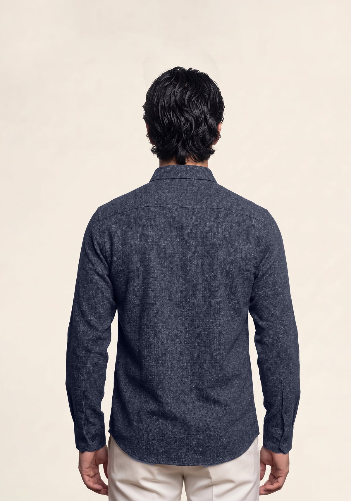Men’s Blue Pleated Tuxedo Shacket