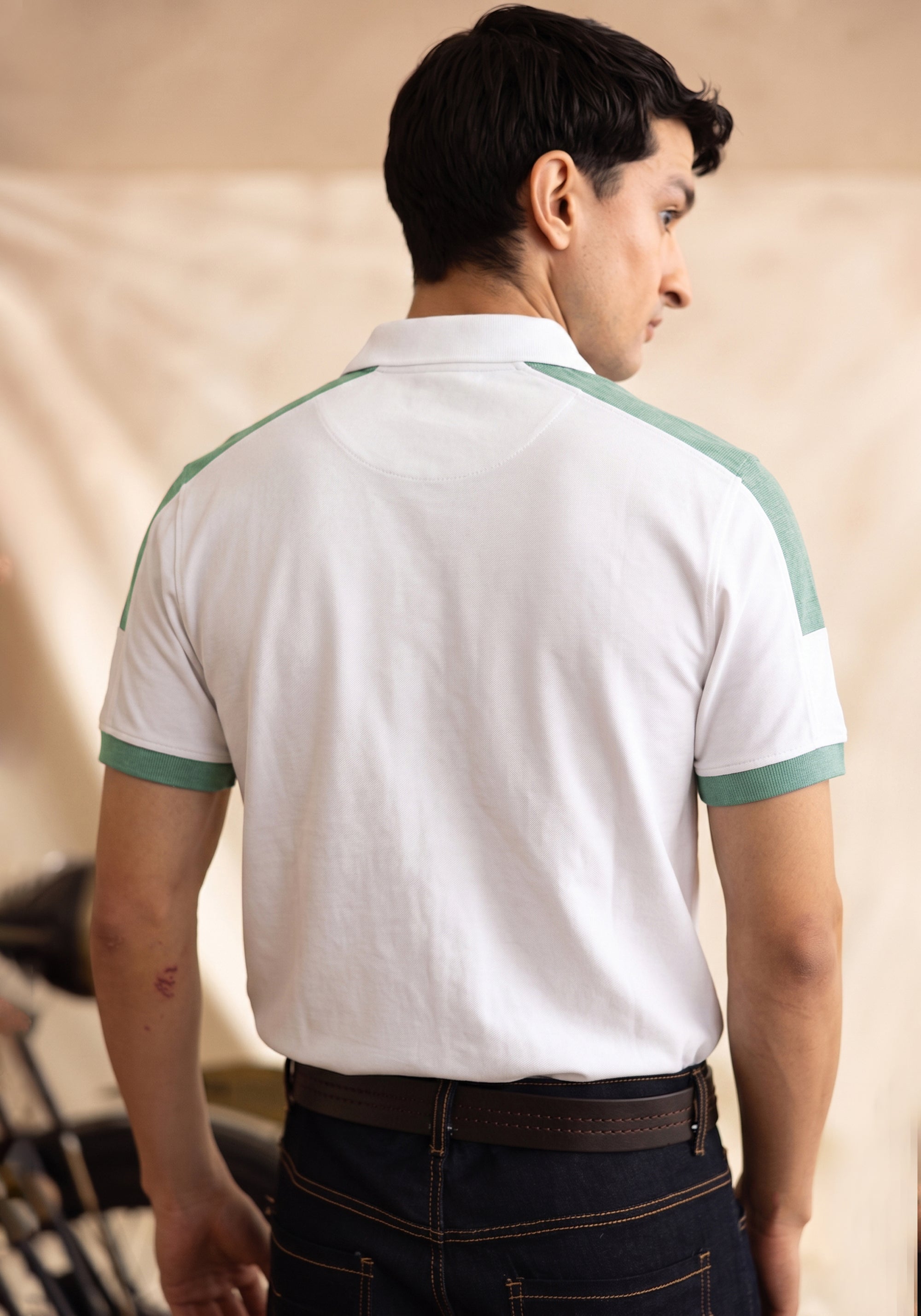White Zip-Up polo Short