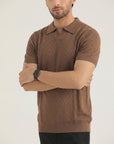 Brown Texture Knit Polo