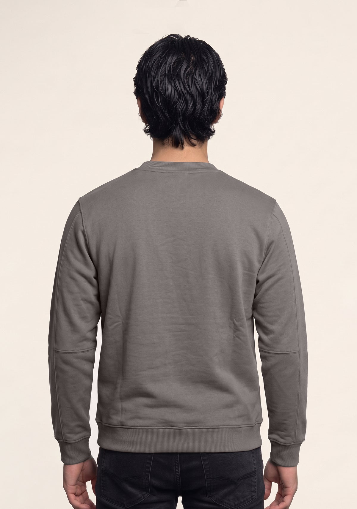 Men's Olive Grey Crewneck Graphic Sweatshirt
