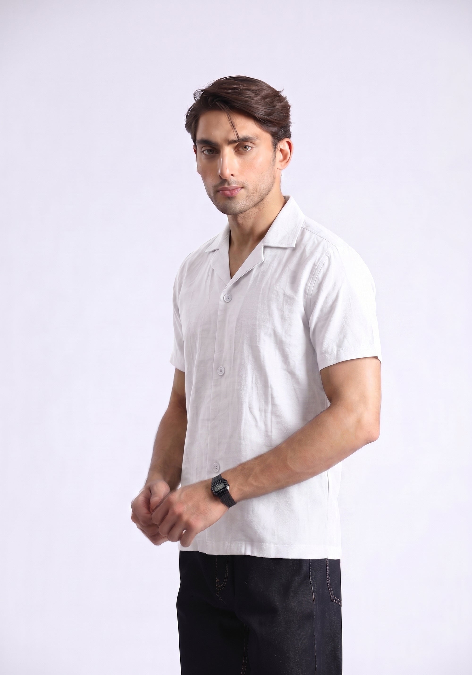 White Self Texture Shirt