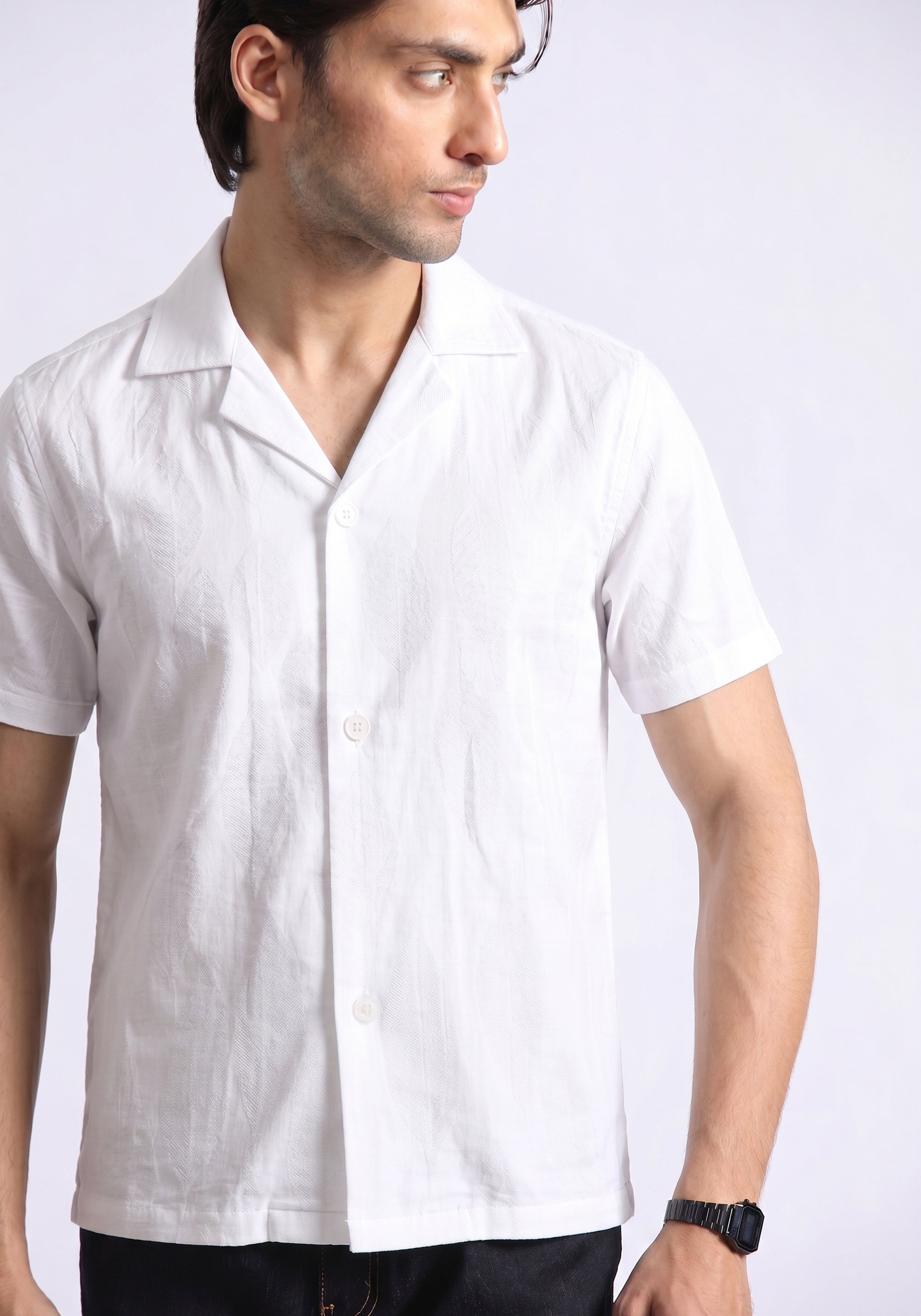 White Self Texture Shirt