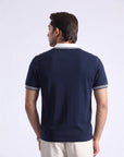 Navy Retro Stripe V-Neck Polo