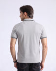 Light Gray Retro Stripe V-Neck Polo