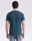 Teal Retro Stripe V-Neck Polo