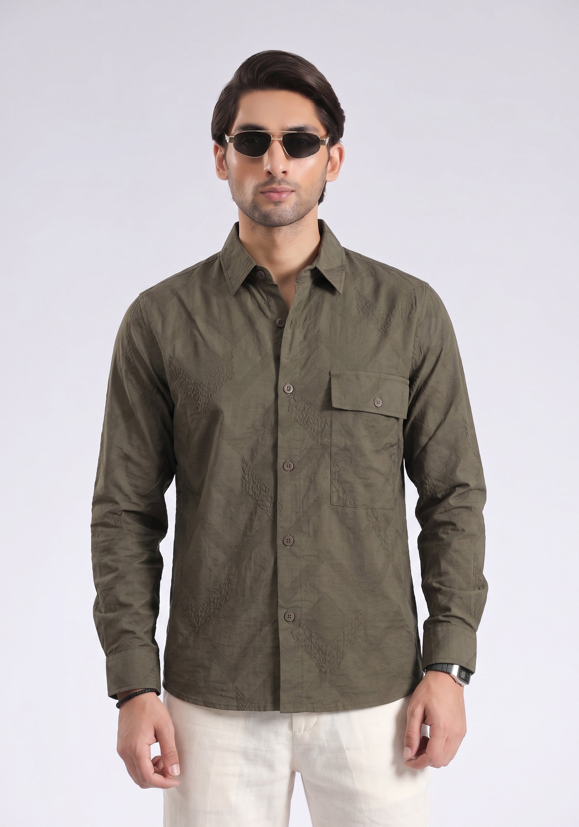 Dark green Causal Shirt