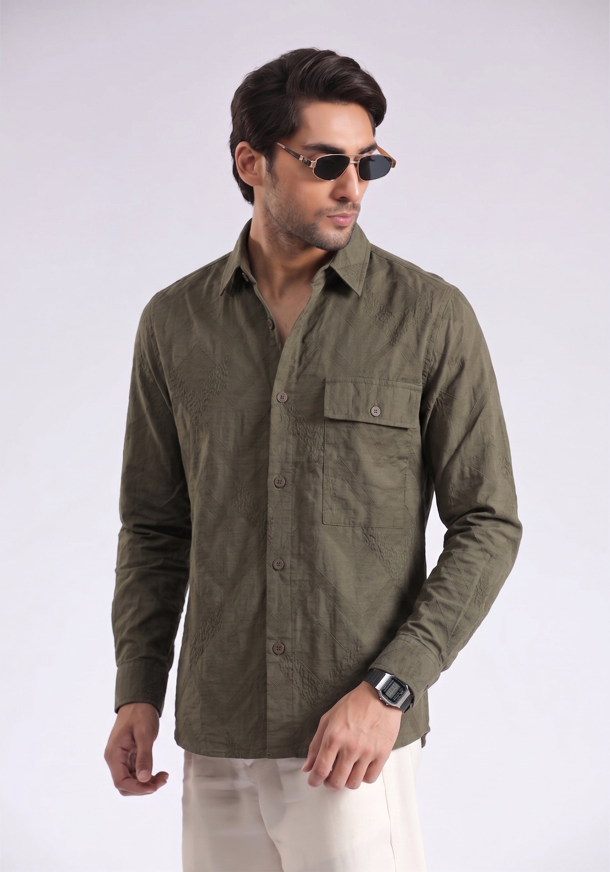 Dark green Causal Shirt