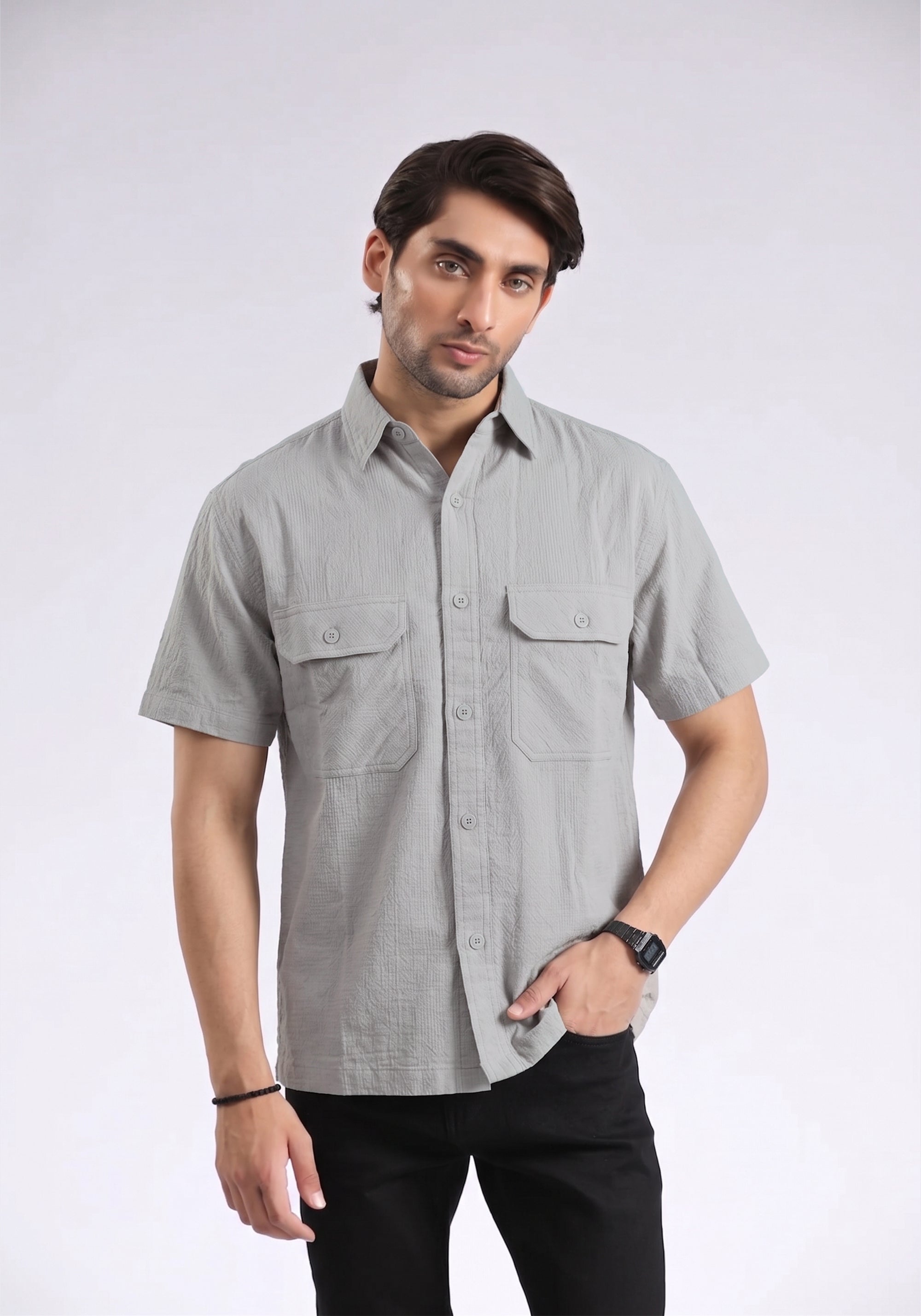 Gray Textured Shirt