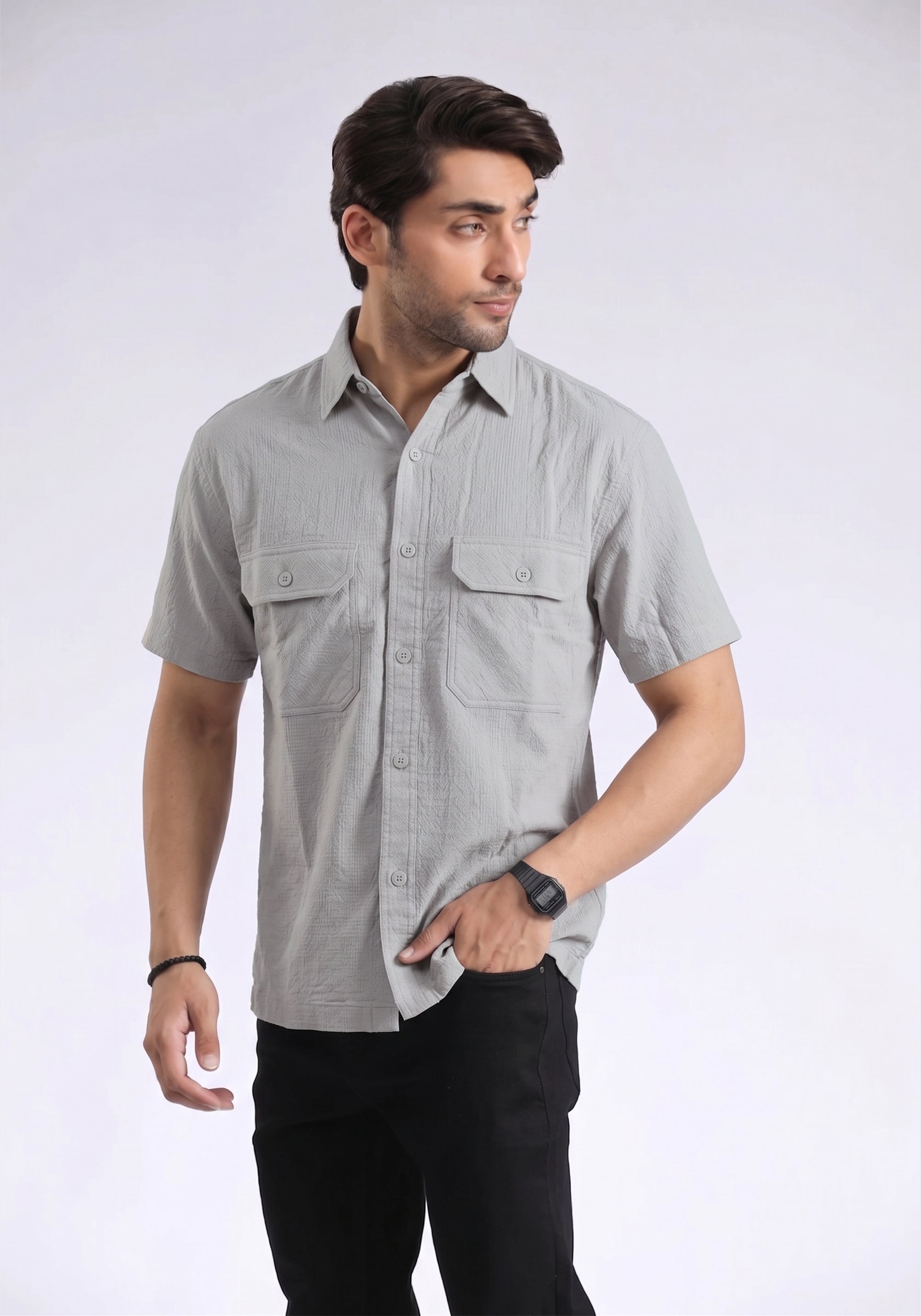 Gray Textured Shirt