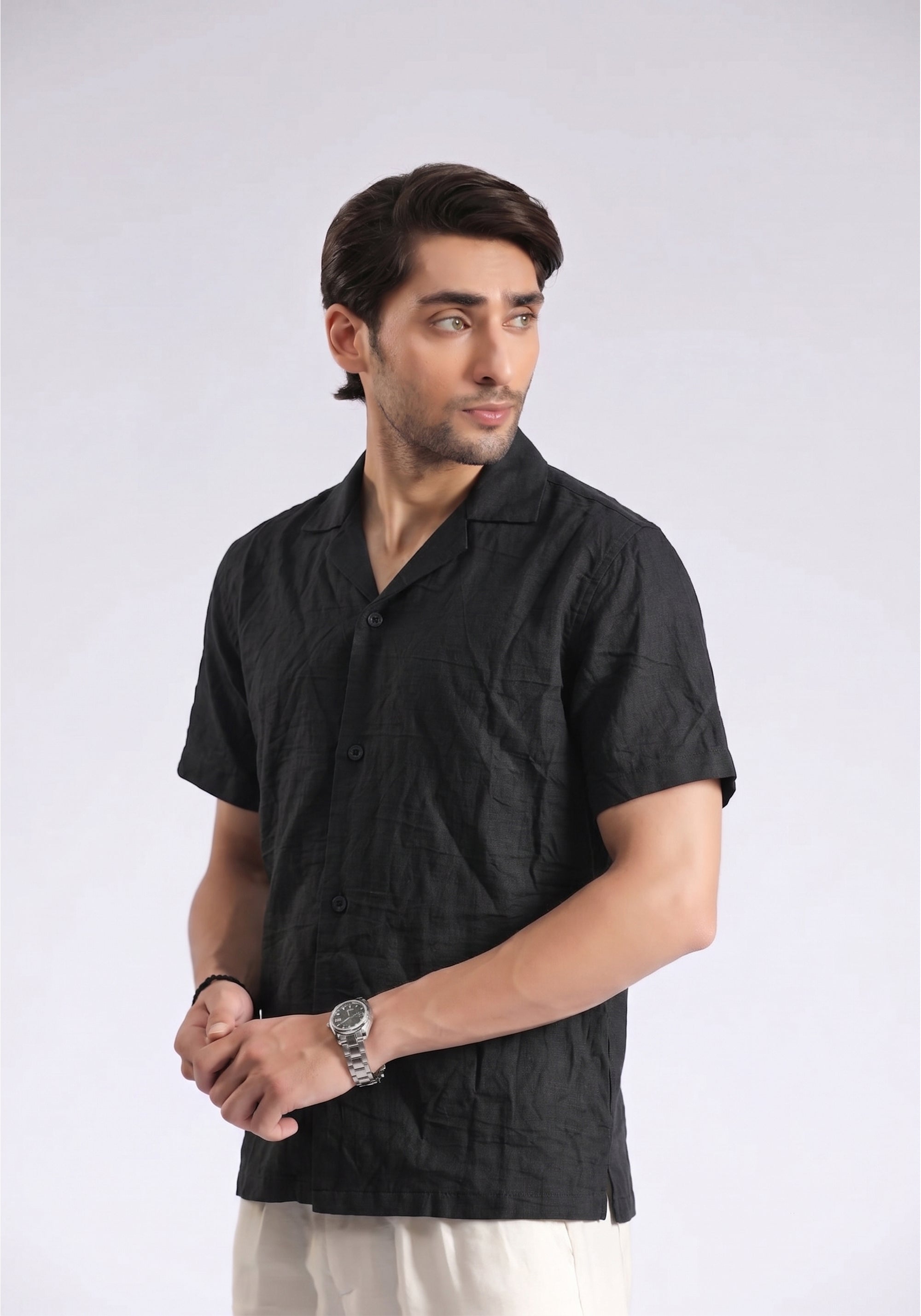 Black Texture Causal Shirt