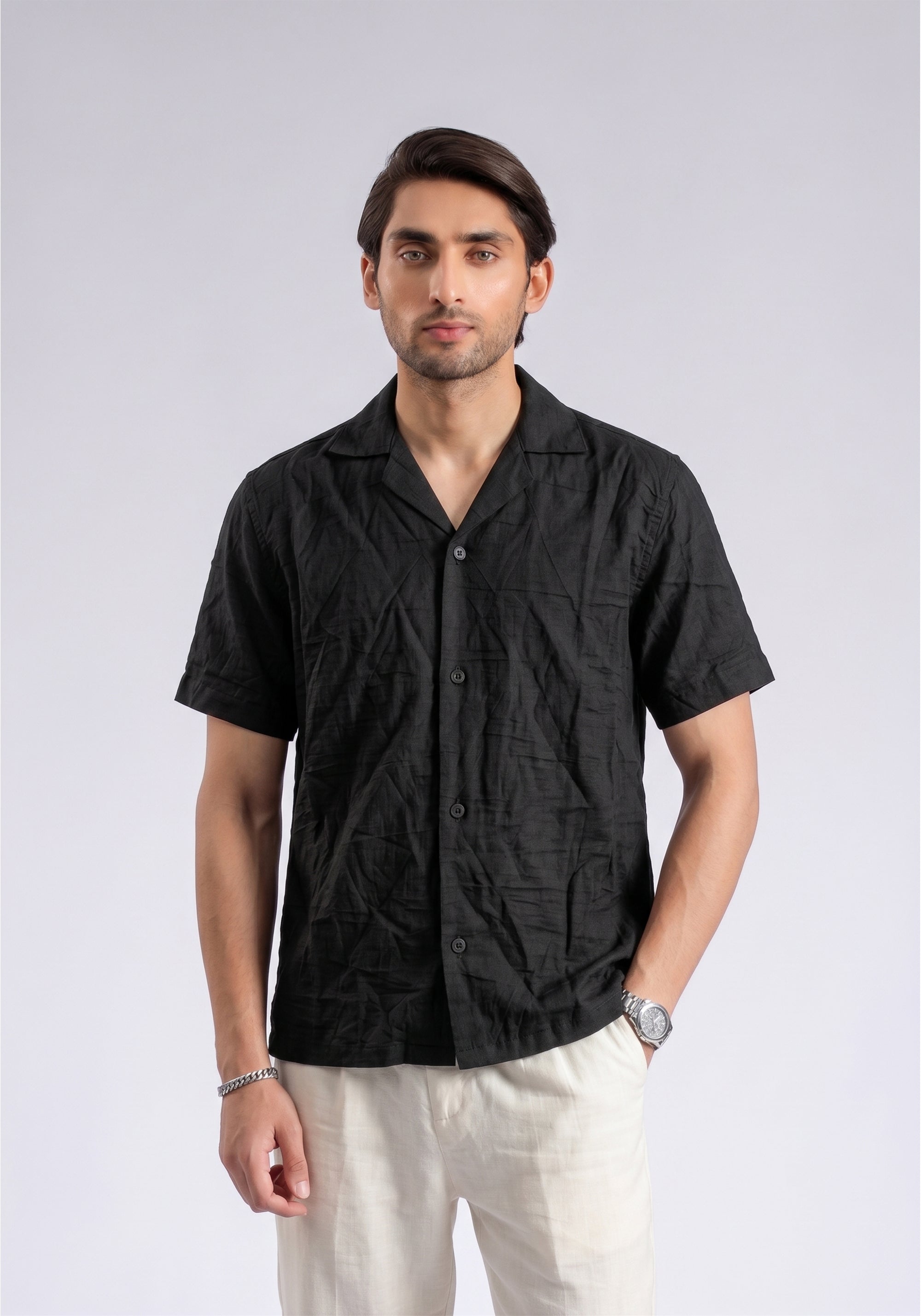 Black Texture Causal Shirt