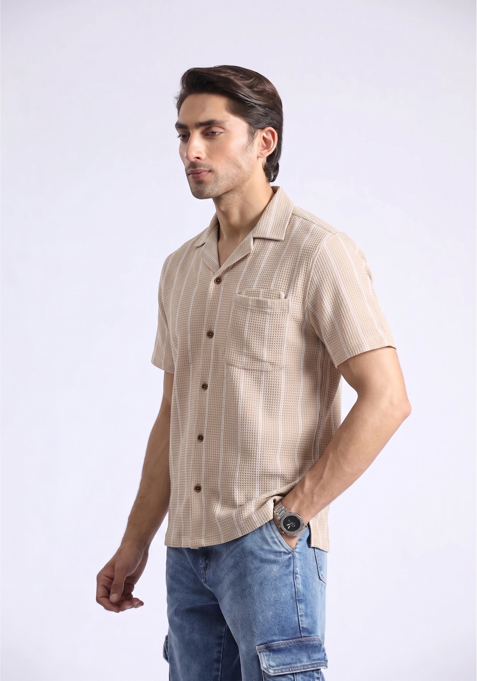 Beige White Lining Shirt