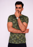 GREEN ROUND NECK PRINTED T-SHIRT