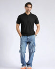 Men’s Classic Black Zip Polo Shirt