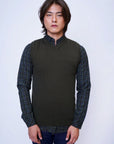 V-Neck Green Solid Sweater