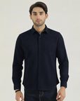 Navy Self Texture Casual Shirt