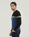Black & Blue Paneled Sweater