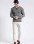 Grey Fitted Knitwear Sweater