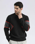 Jacquard Black Long Sleeves Sweater