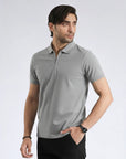 Gray Zip Polo Shirt