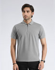 Gray Zip Polo Shirt