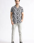White Relax Fit Printed Shirt