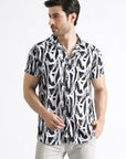 White Relax Fit Printed Shirt