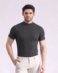 Black Self Stripped T-Shirt