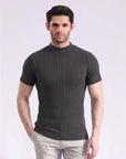 Black Self Stripped T-Shirt