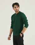 Green Self Zip Knitwear